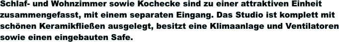 Schlaf- und Wohnzimmer sowie Kochecke