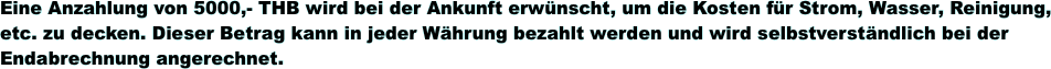 Eine Anzahlung von 5000,- THB